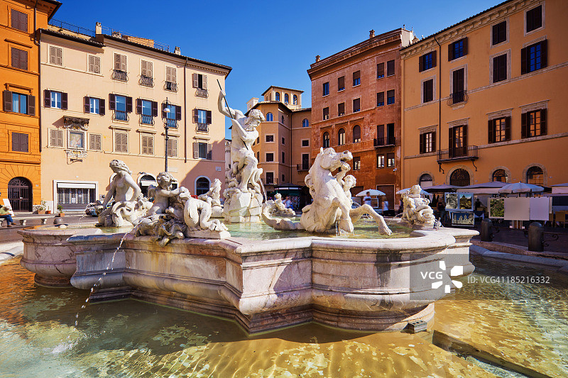 意大利罗马的海神喷泉图片素材