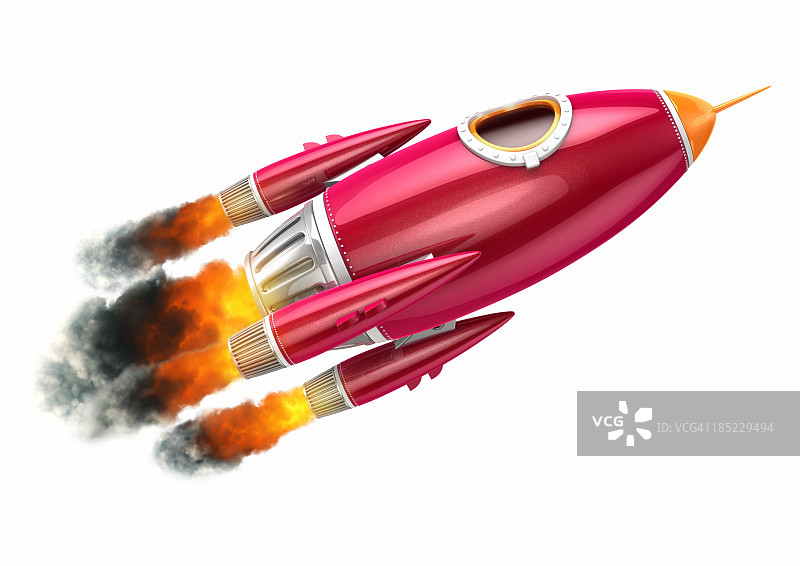 白色背景上的红色火箭图片素材