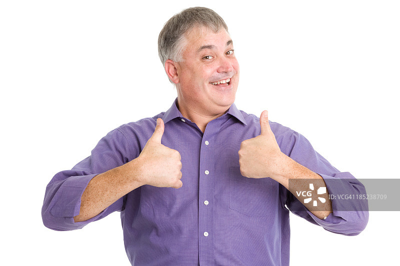 竖起两个大拇指的兴奋男人图片素材