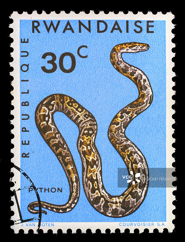 卢旺达共和国蛇邮戳图片素材