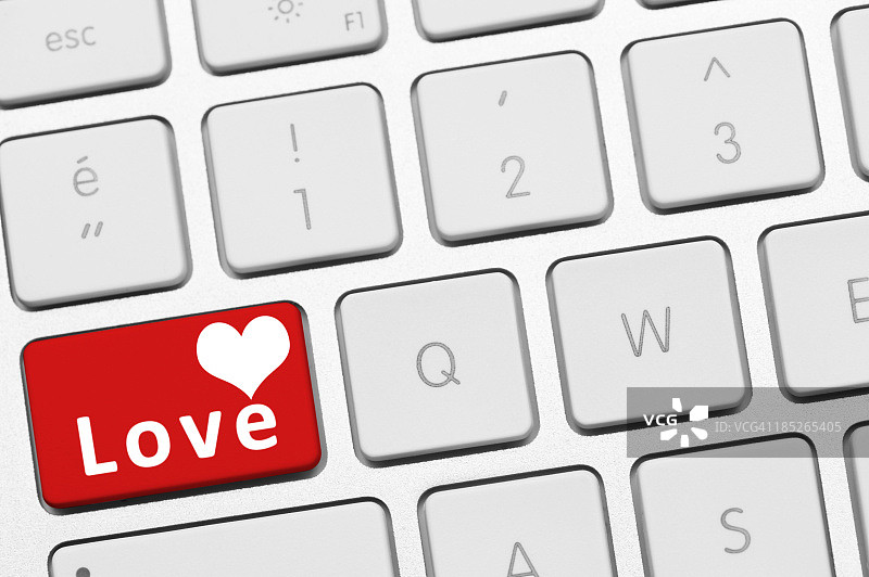键盘上的爱心按钮图片素材