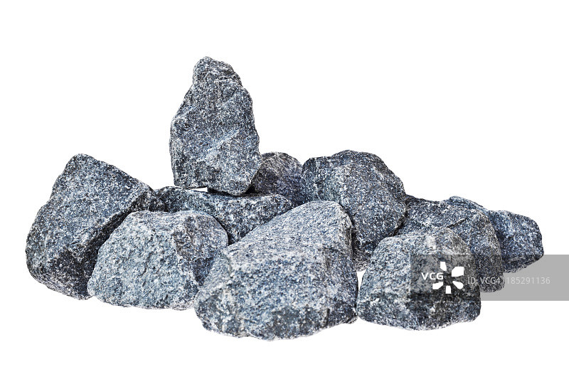 白色背景上的一堆石头图片素材
