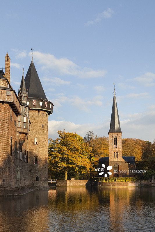 城堡外的小教堂塔楼图片素材