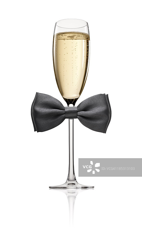 香槟酒杯与蝴蝶结图片素材