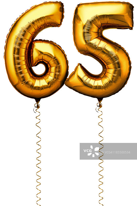 数字65造型金色气球图片素材