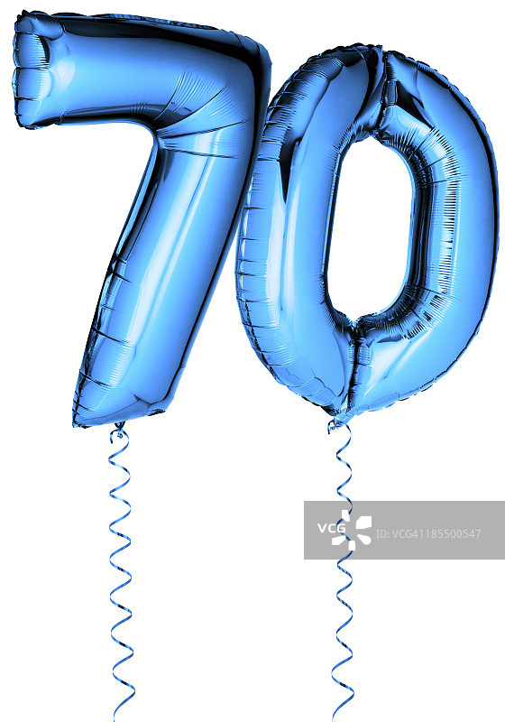 数字70形状的蓝色气球图片素材