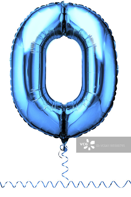 数字零形状的蓝色气球图片素材