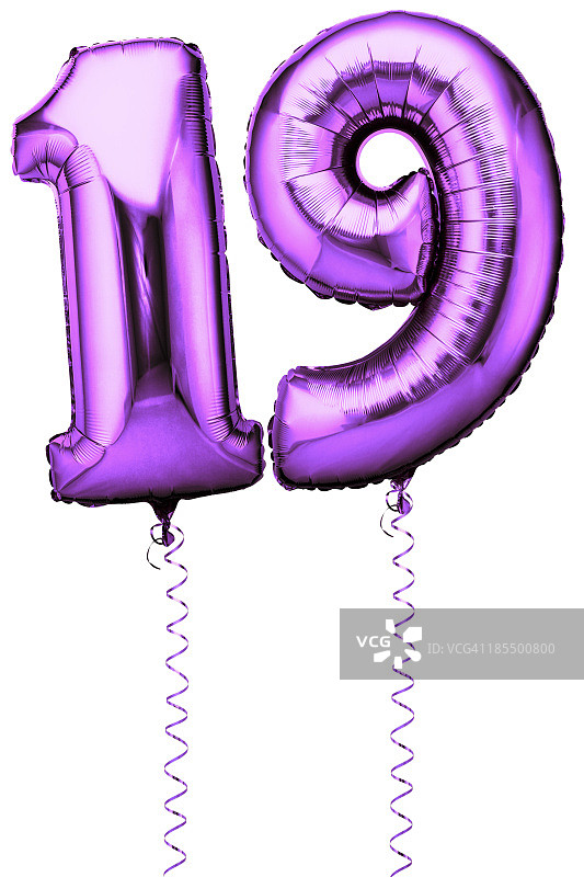 粉色数字19气球。图片素材