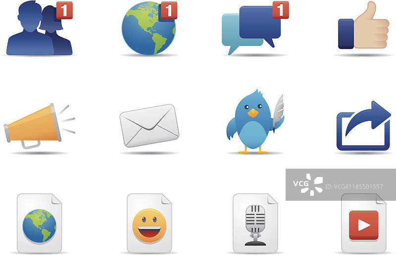 社交媒体与沟通图标 | 高级磨砂系列图片素材