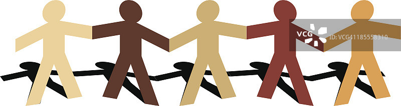 一排剪纸人像图片素材