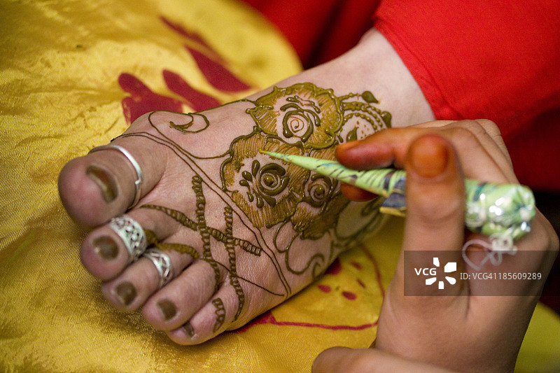 脚上的清新海娜纹身设计图片素材