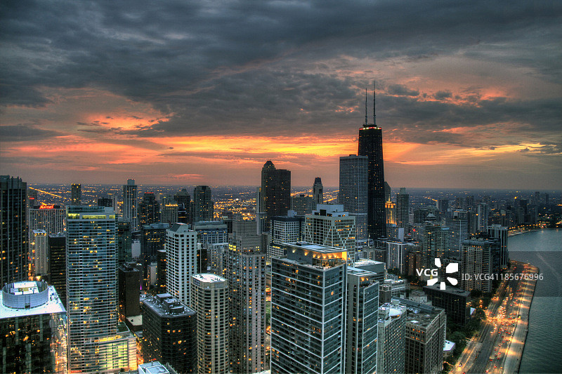 湖滨日落图片素材