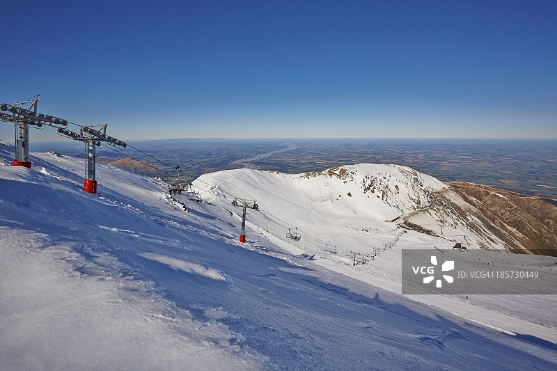 哈特山滑雪场和坎特伯雷平原图片素材