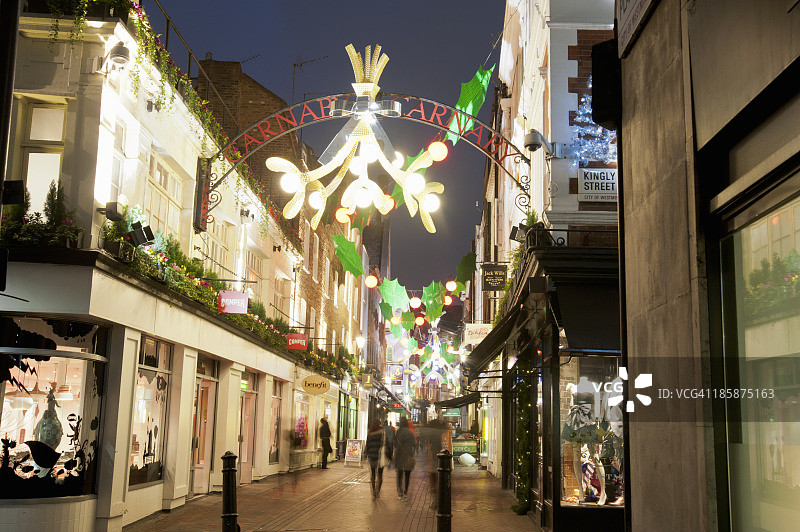 圣诞节期间的伦敦卡纳比街图片素材