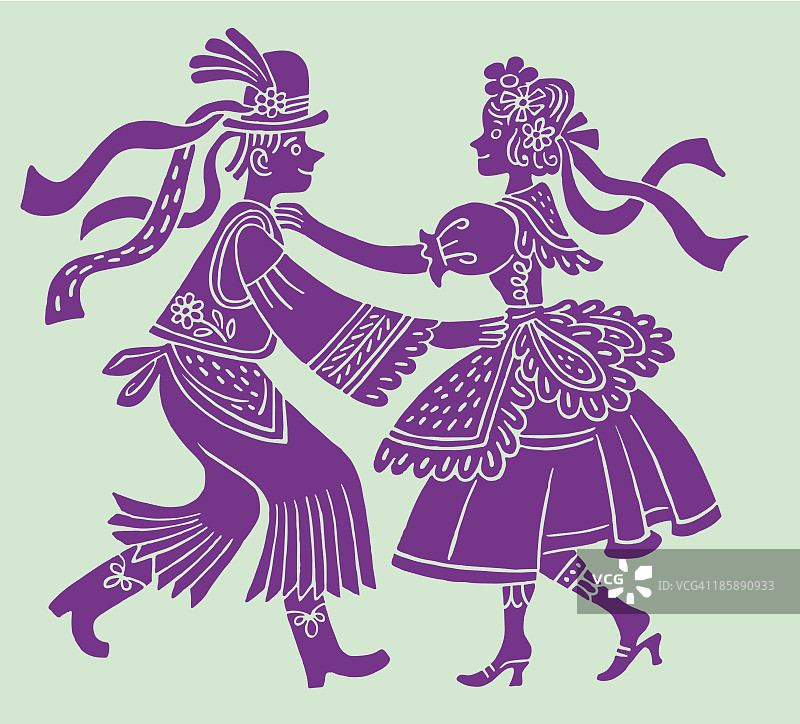 两名穿着戏服的舞蹈演员图片素材