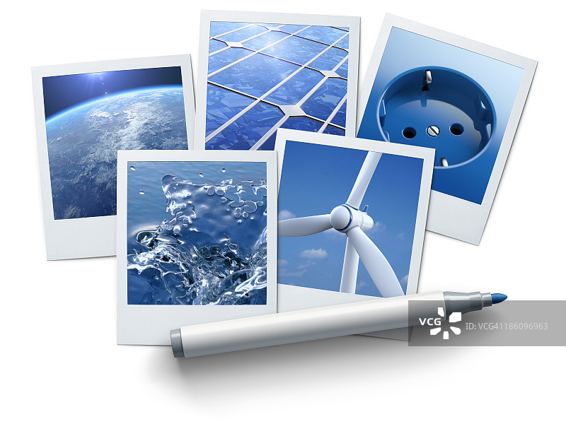 用于清洁能源的毛毡笔和照片图片素材