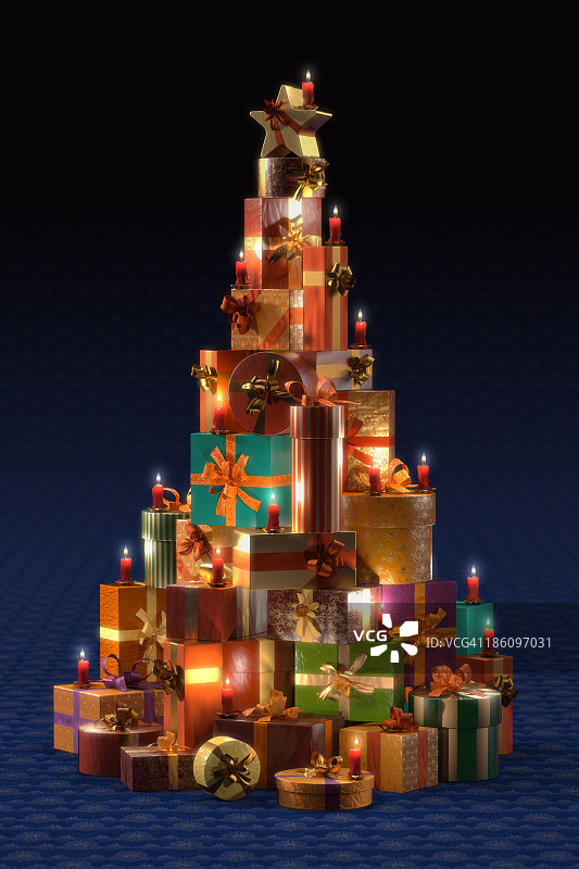 圣诞树形状的礼品盒图片素材