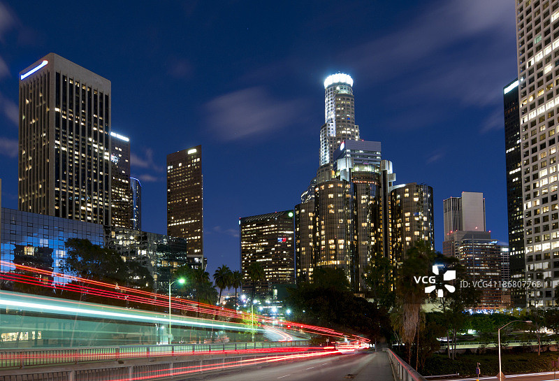 洛杉矶市中心黄昏景色图片素材