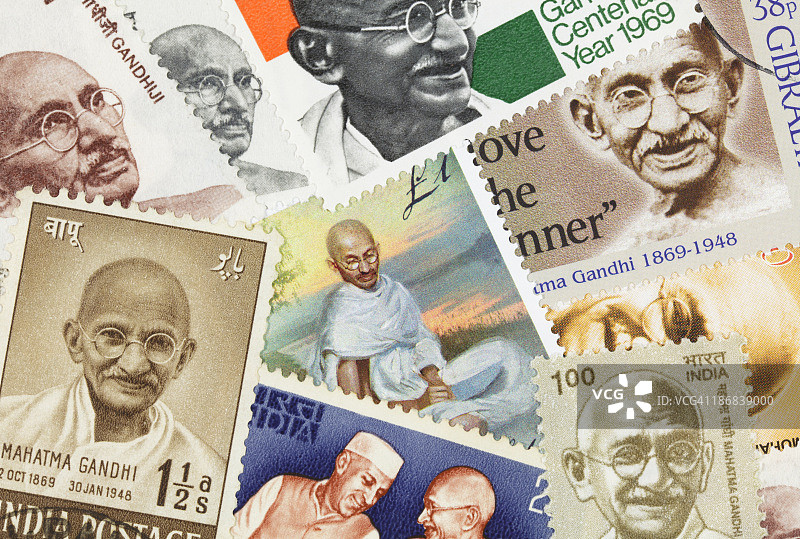 甘地邮票收藏图片素材
