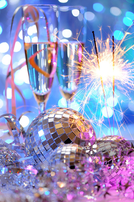 迪斯科彩球烟花派对装饰图片素材