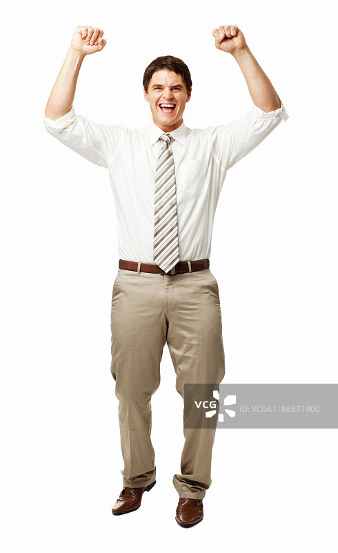 庆祝成功的商人 - 孤立图片素材