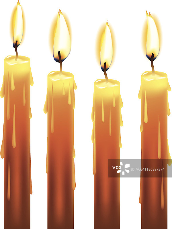白色背景上的燃烧蜡烛图片素材