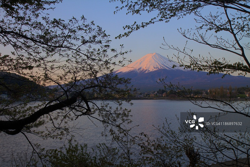 日出时分的富士山，河口湖，日本图片素材