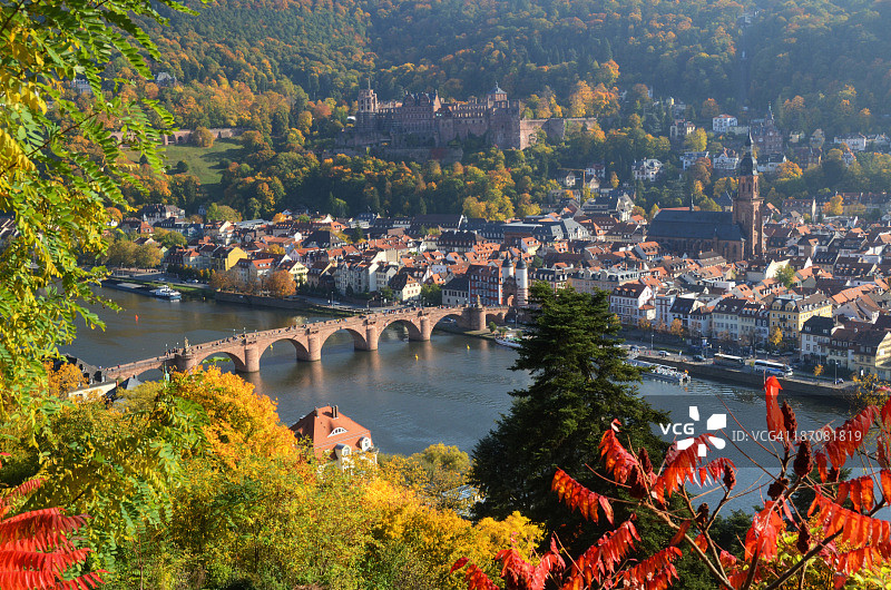 海德堡老城秋景图片素材