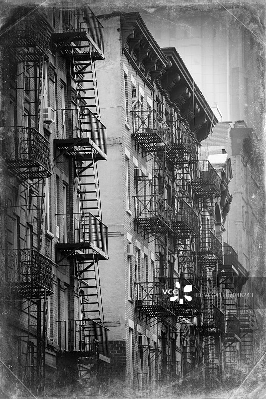 纽约曼哈顿的房子，老照片图片素材