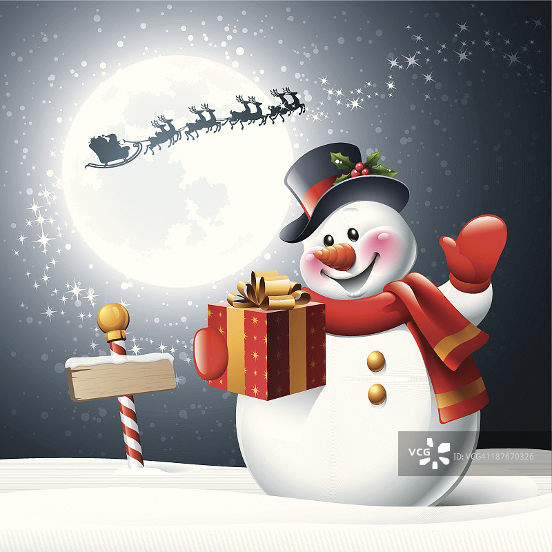 雪人 - 圣诞夜图片素材