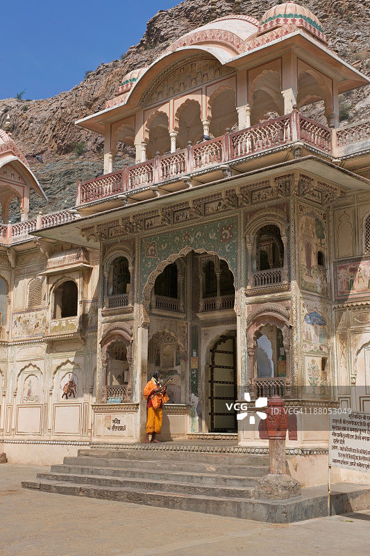 印度斋浦尔附近的伽尔塔寺（猴庙）图片素材