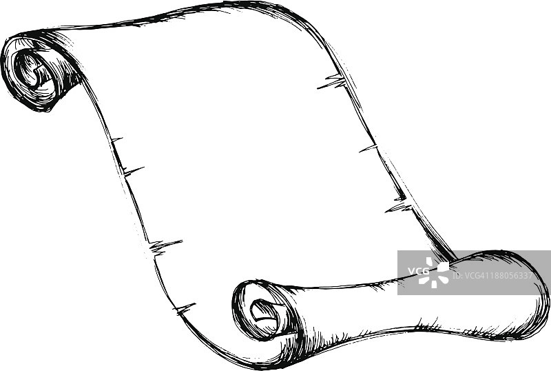 墨水绘制的羊皮纸卷轴图片素材