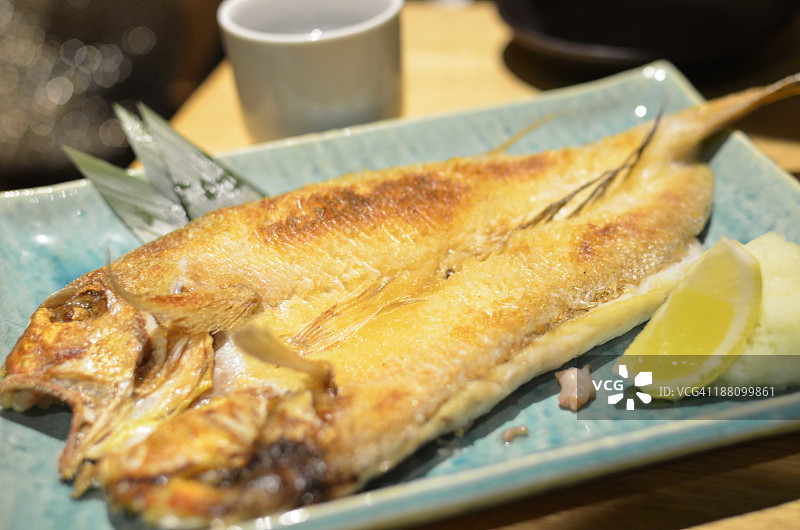 日式清酒烤马头鱼图片素材