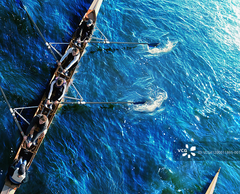 赛艇队俯视图图片素材