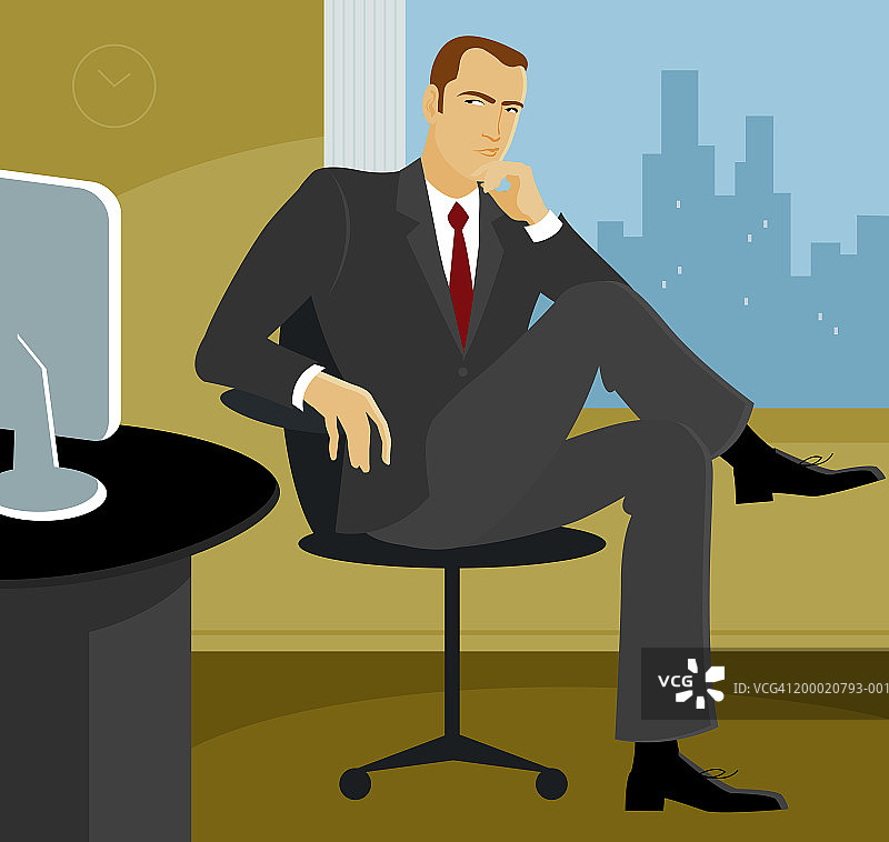 办公室里沉思的商人图片素材