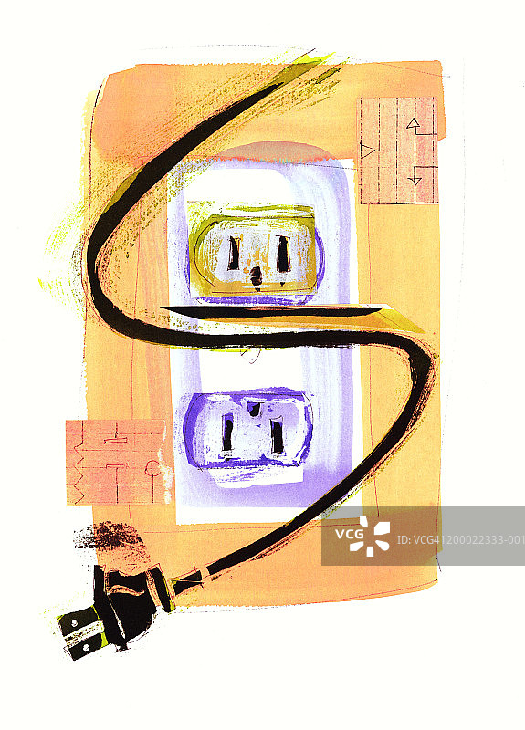 电源插座和电线特写图片素材