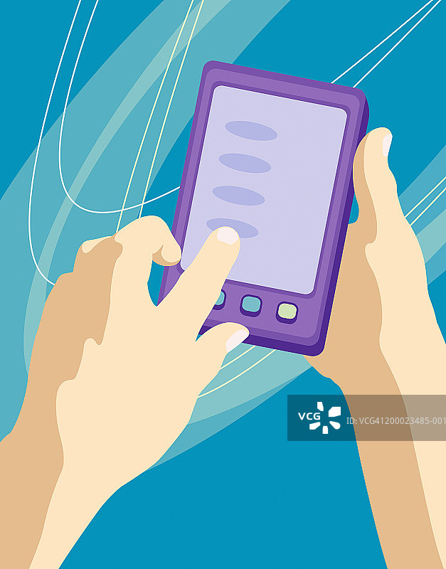 人使用掌上电脑，手部特写图片素材