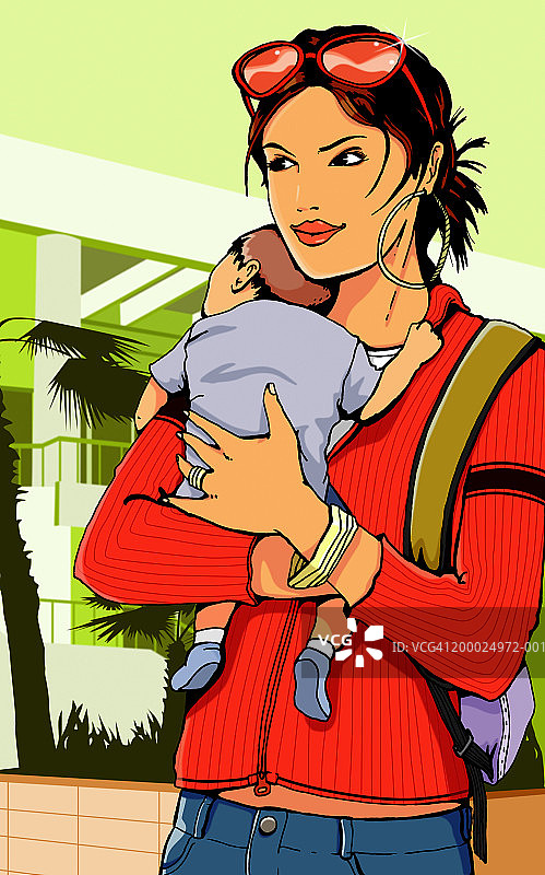 年轻母亲抱着婴儿（1-3个月）图片素材