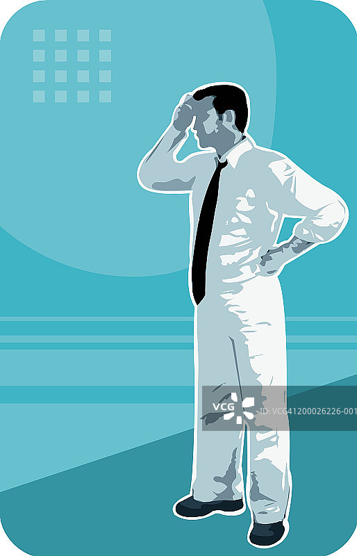 手扶额头的商人侧影图片素材