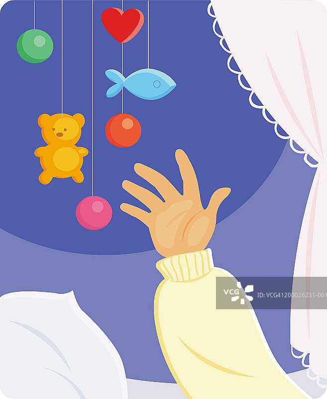 婴儿伸手够手机，手部特写图片素材