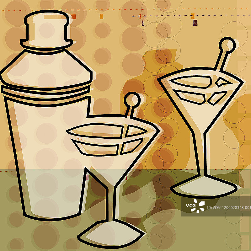 摇酒器和玻璃杯图片素材