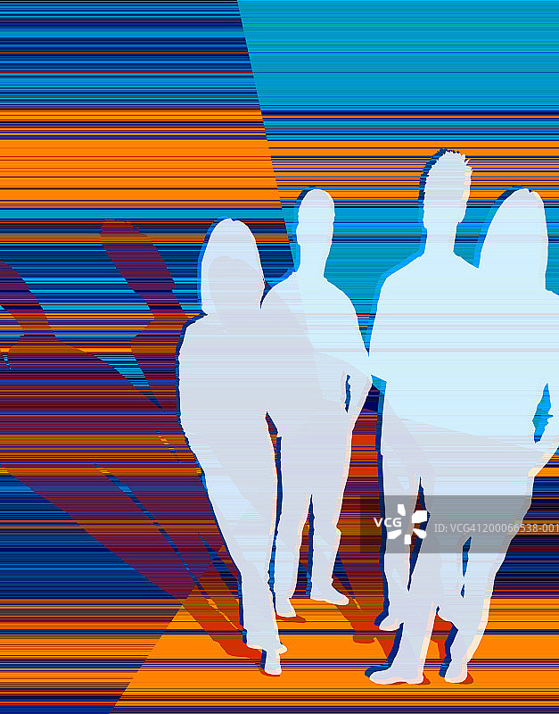 站在抽象背景上的人群图片素材