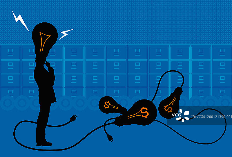 灯泡人与美元灯丝灯泡图片素材