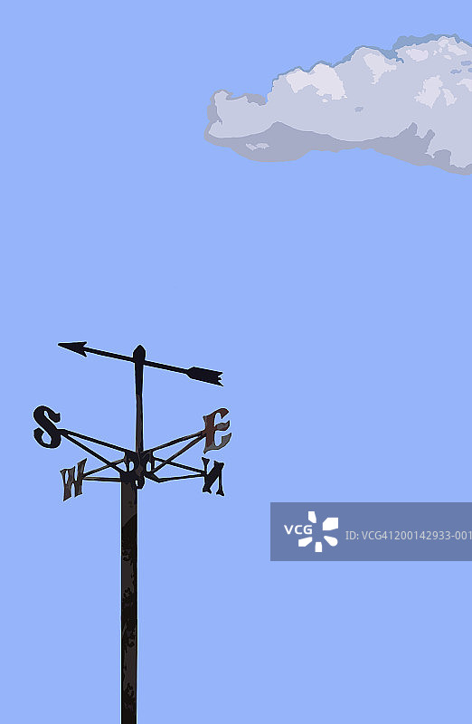 风向标上方的云朵图片素材