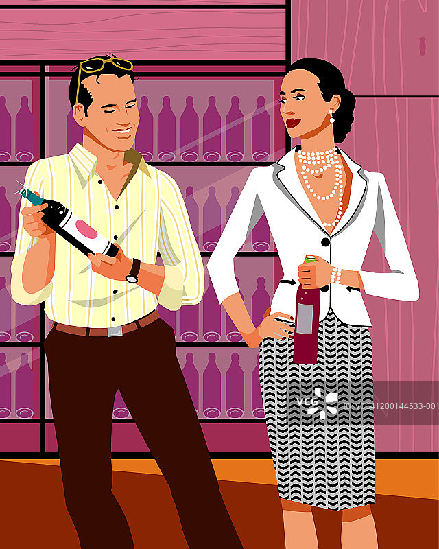 男人向女人赠送葡萄酒图片素材