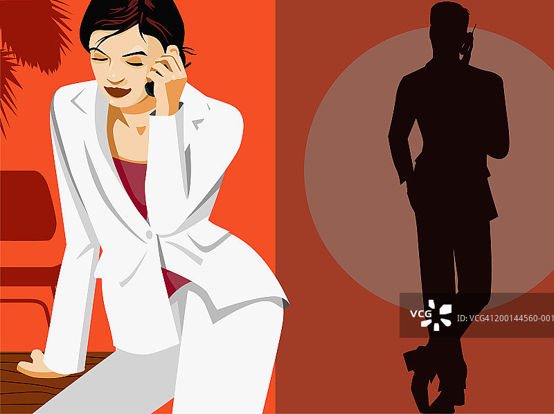 男人和女人用手机交谈图片素材