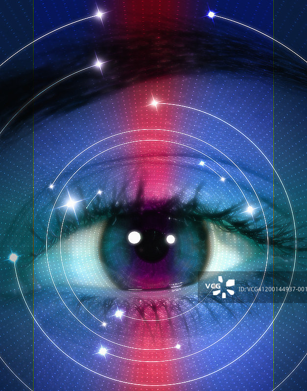 特写：圆形环绕的眼睛（数字合成图）图片素材
