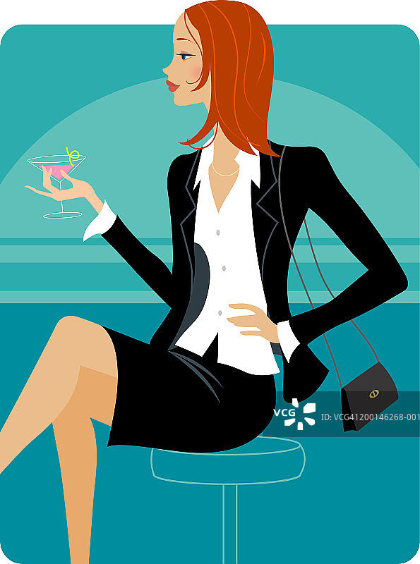 喝马提尼的商务女人图片素材