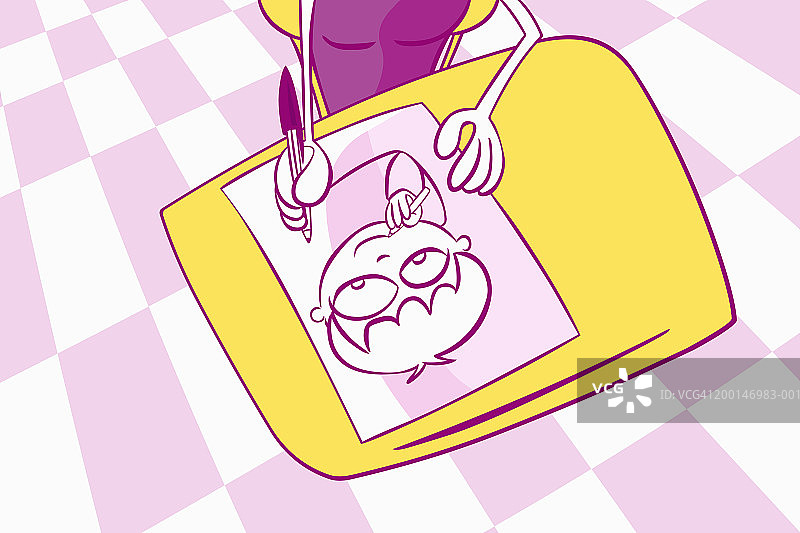 男孩画自画像图片素材