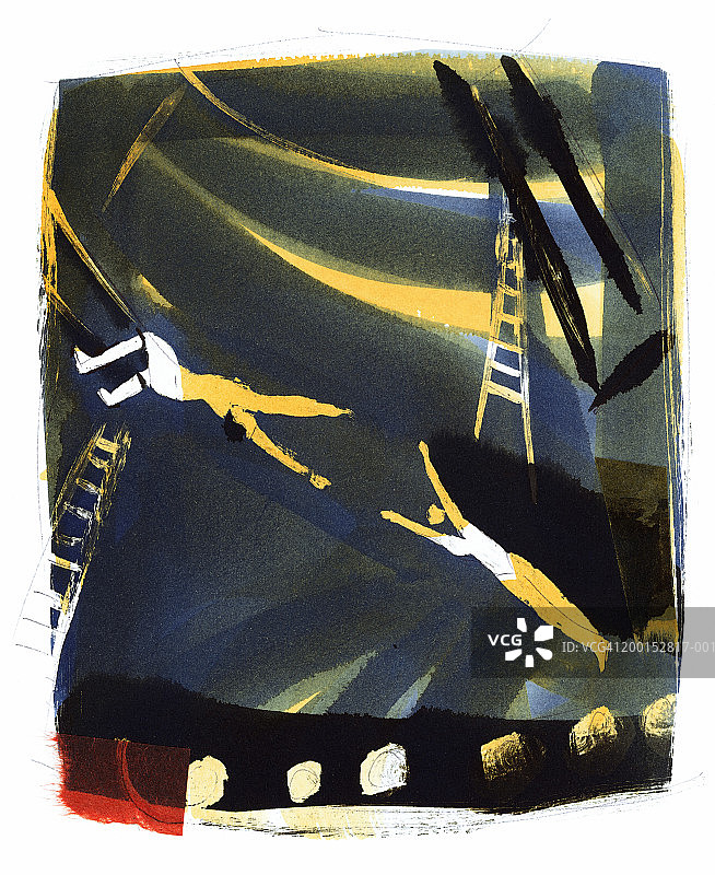 男人和女人在马戏团表演空中飞人图片素材